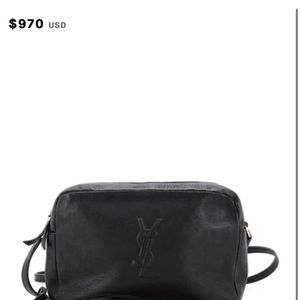 SAINT LAURENT
Lambskin Monogram Embossed Small Lou Camera Bag Black- crossbody